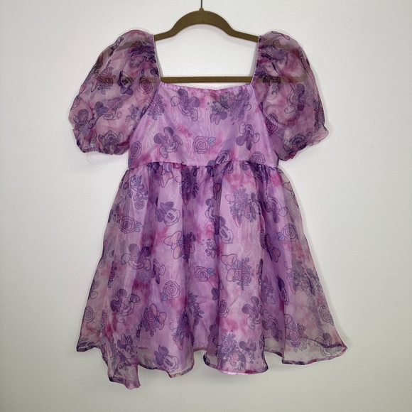 Minne Mouse Disney Purple Ruffled Babydoll Dress by Disney Girls size XL or 14 - Picture 3 of 9